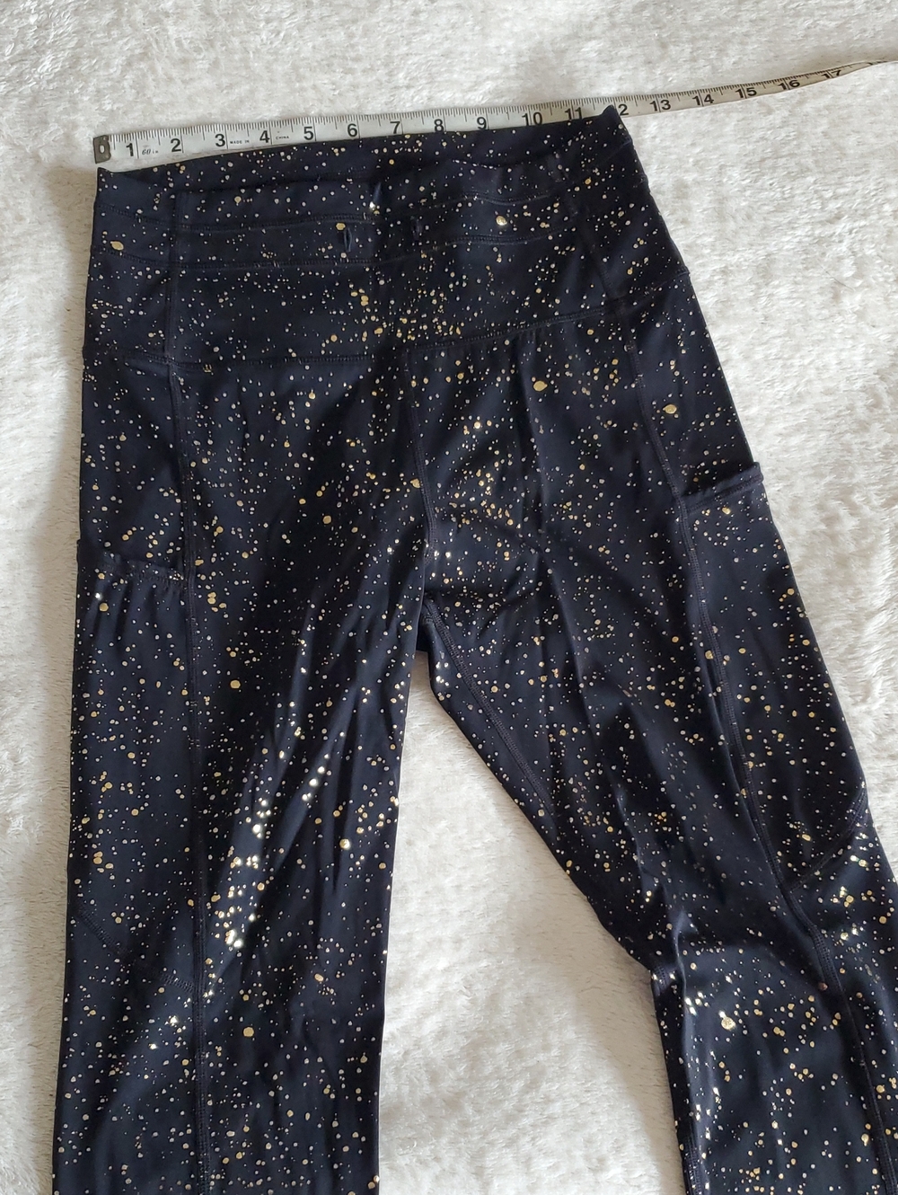 Zyia Black Leggings with Gold Splatter Print
